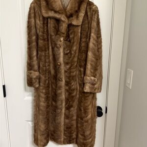 Women's Long Brown Faux Fur Trench Coat - Luxurious Plush Outerwear
